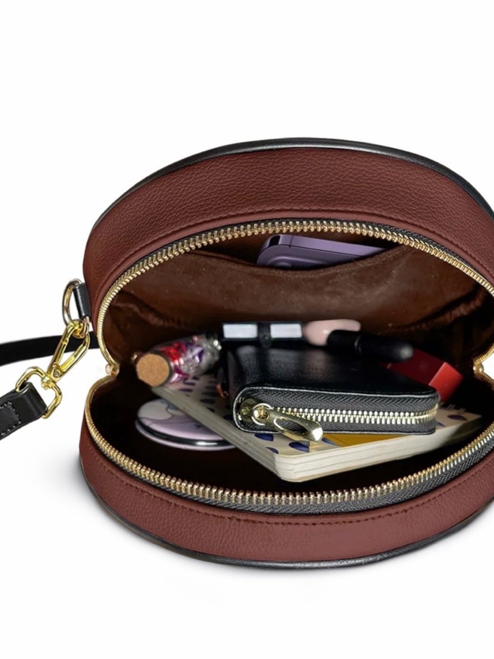 Afroyla “Eliora” Faith & Grace Round Crossbody Bag in Brown - Picture 3 of 4